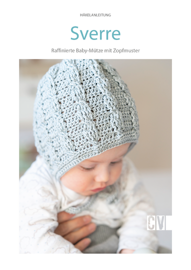 Bonnet / Baby-Mütze "Sverre" im Zopfmuster Häkelanleitung // PDF