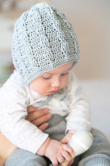 Bonnet / Baby-Mütze "Sverre" im Zopfmuster Häkelanleitung // PDF