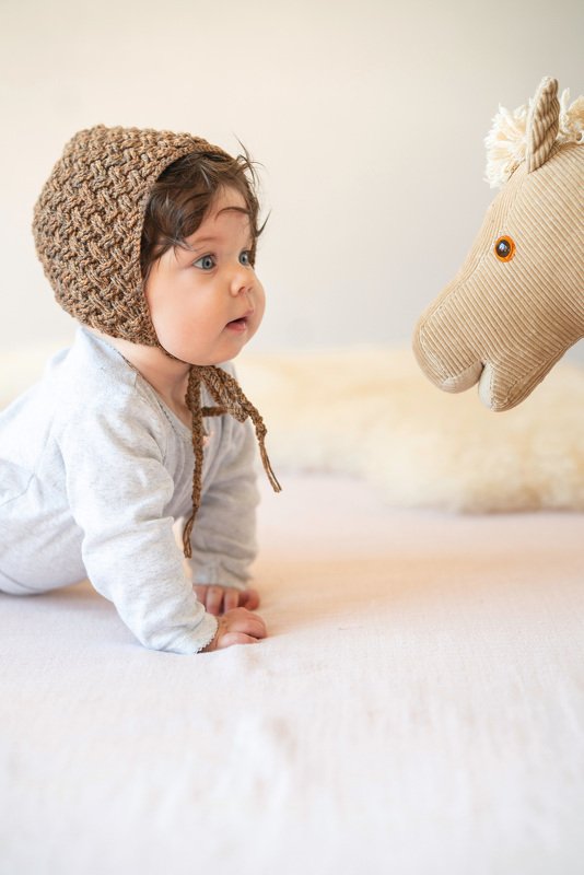 Bonnet / Baby-Mütze "Ebba" meliert im Flechtmuster Häkelanleitung // PDF - Bild 2