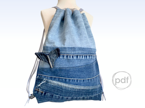 drawstring bag pattern, 3 diff. sizes, lined drawstring backpack