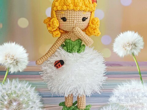 Crochet pattern doll, flower fairy amigurumi