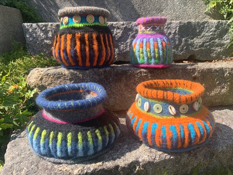 Afrikanischer Filztopf - Garnschale - Utensilo - Übertopf