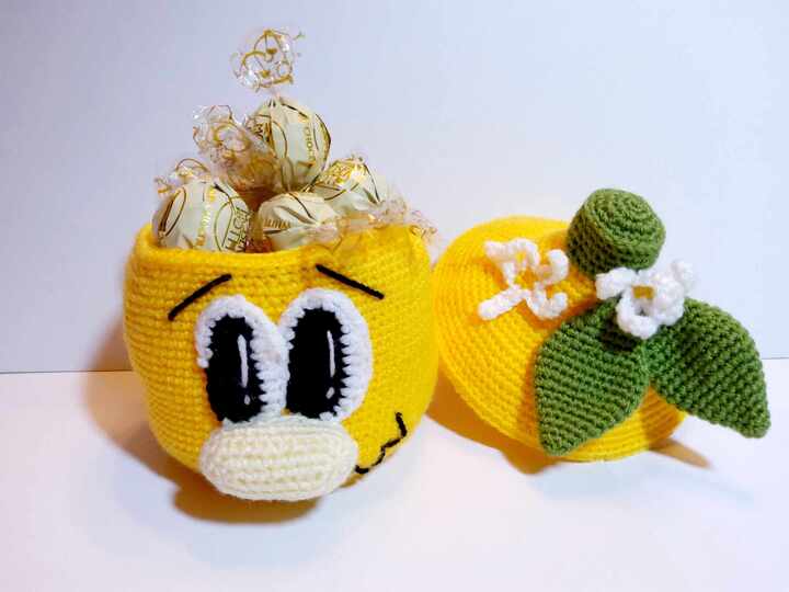 Häkelanleitung / Amigurumi / Zitronen~Geschenke~Becher