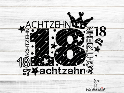 Zahl Achtzehn Plotterdatei SVG DXF