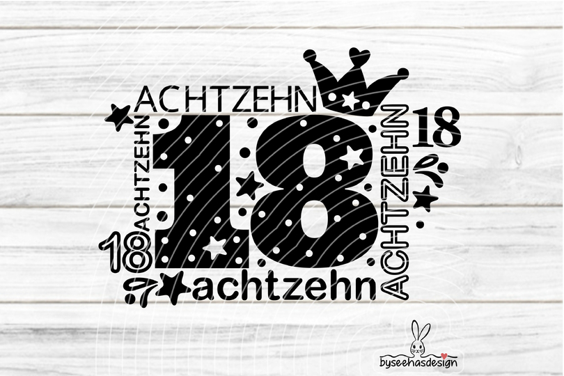 Zahl Achtzehn Plotterdatei SVG DXF