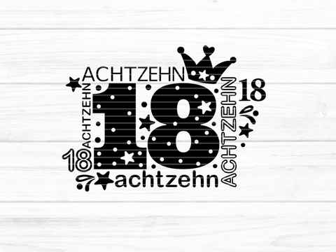 Zahl Achtzehn Plotterdatei SVG DXF FCM