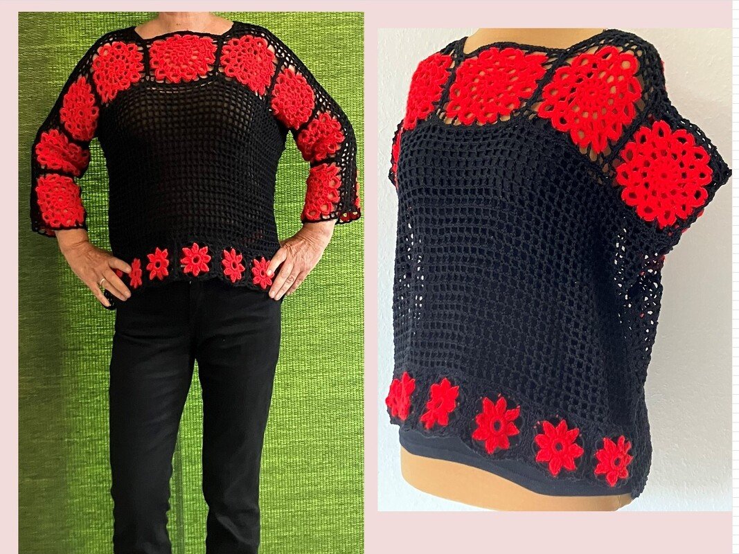 Rotschwarzes Netzshirt -Häkelanleitung