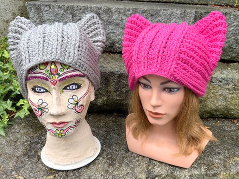 Mütze MEOW mit Ohren - 2 verschiedene Wollstärken