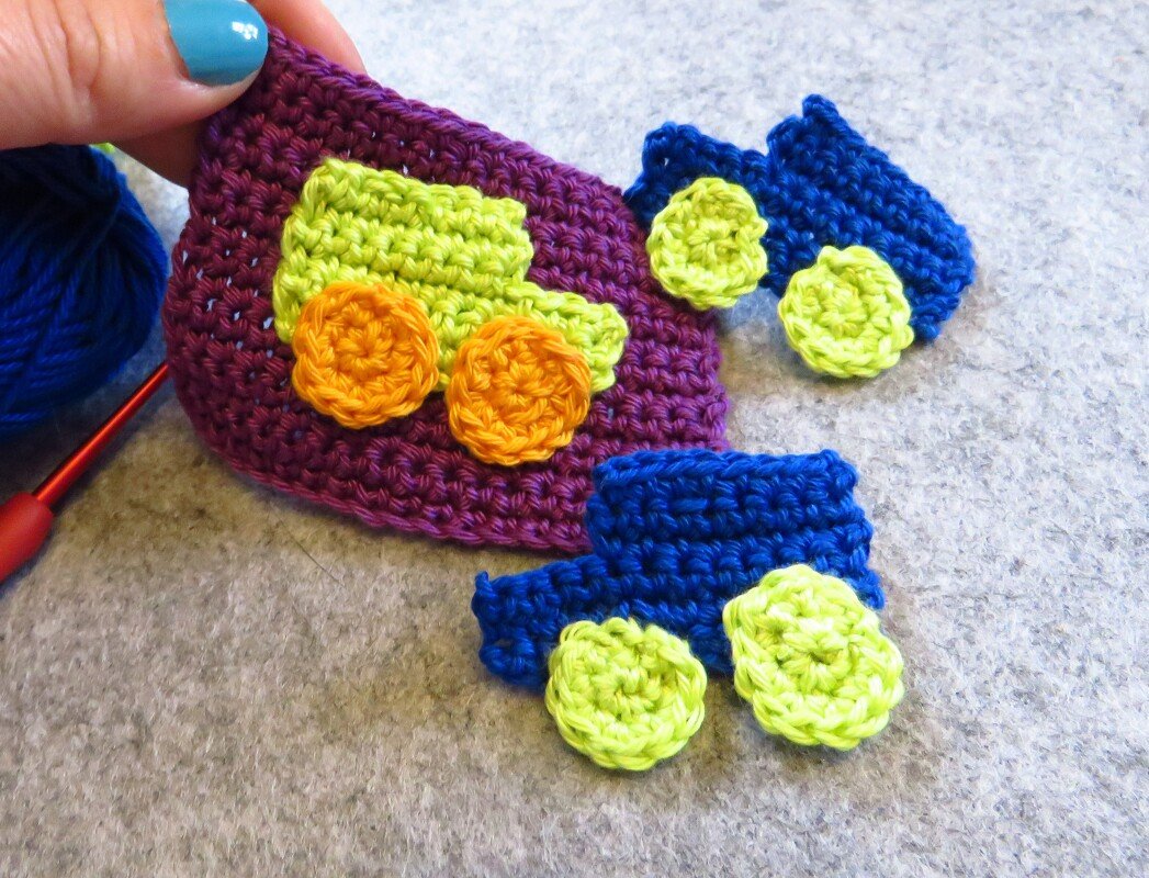 Kleines Auto häkeln, Applikation