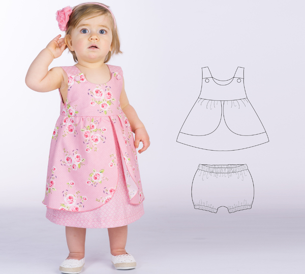 Baby Dress & Bloomers ROSA STELLA PDF Sewing Pattern 0m–4y