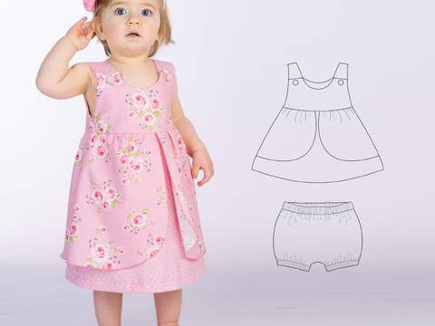 Babykleid & Pumphose ROSA STELLA PDF-Schnittmuster 50/56–98/104