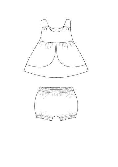 Schnittmuster Twin-Set ROSA & STELLA – Kleid & Pumphose Gr. 50/56–98/104