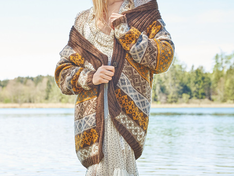 Schalkragen-Jacke mit Jacquardmustern