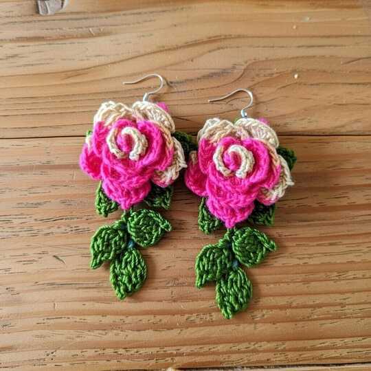 Crochet Flower Earrings Pattern