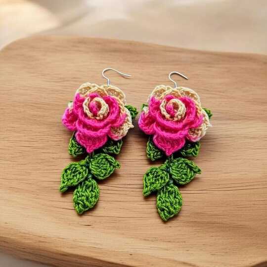Crochet Flower Earrings Pattern