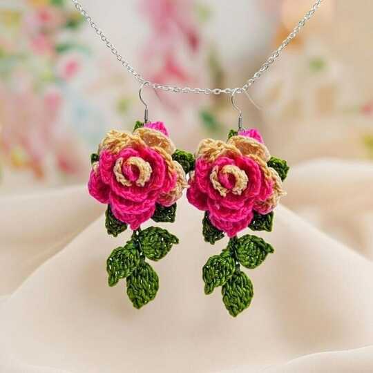 Crochet Flower Earrings Pattern