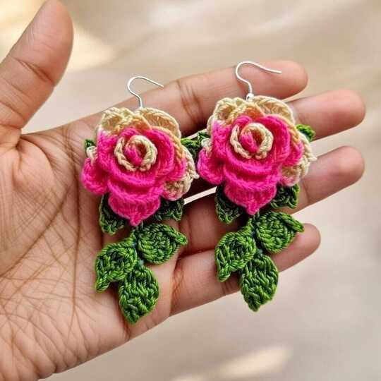 Crochet Flower Earrings Pattern