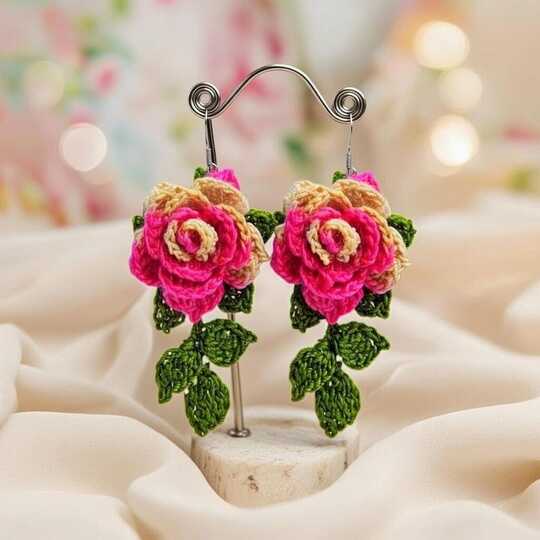 Crochet Flower Earrings Pattern