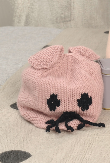 Farblich passender Pulli, Mütze und Babyschühchen mit Katzengesicht