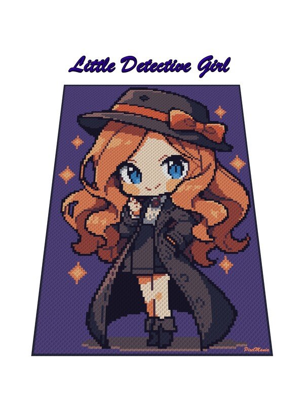 LITTLE DETECTIVE GIRL - pattern for c2c crochet blanket