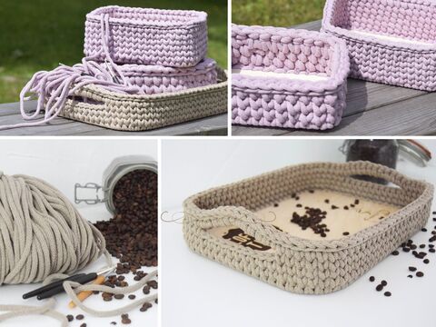 - TILDA - Tablett oder Körbchen mit/ohne Griffen häkeln, Geschenkkorb