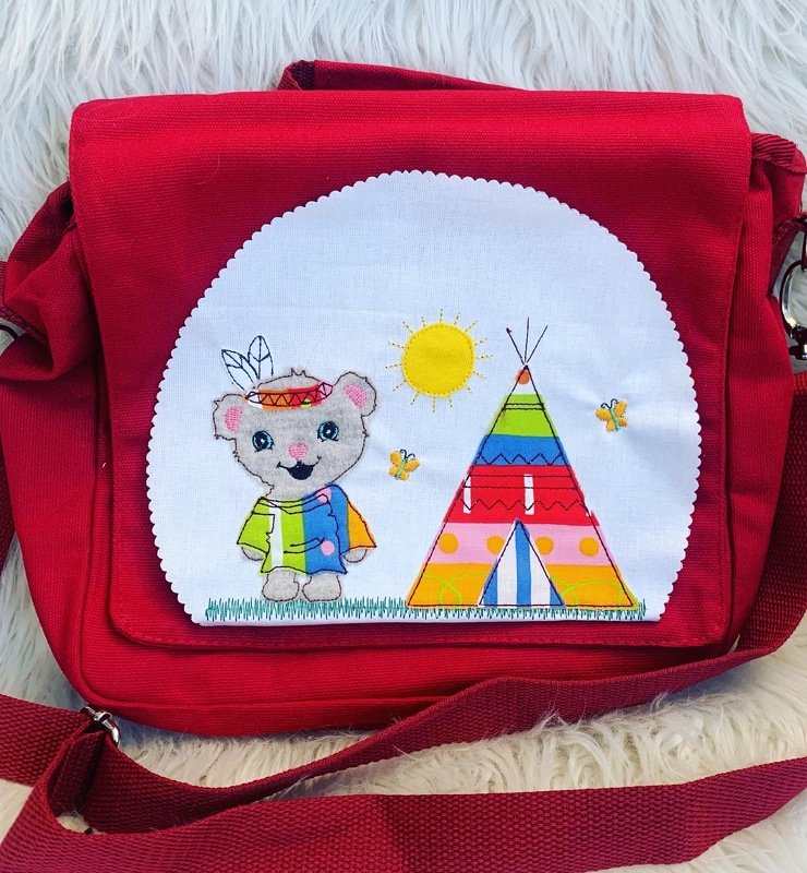 Stickdatei Doodle Taschenmotiv, Teddy Indianer mit Tippi, Zelt, Set 860 - Bild 2