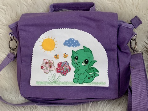 Stickdatei Doodle Drache , Dino, Dinosaurier, Taschenmotiv 860