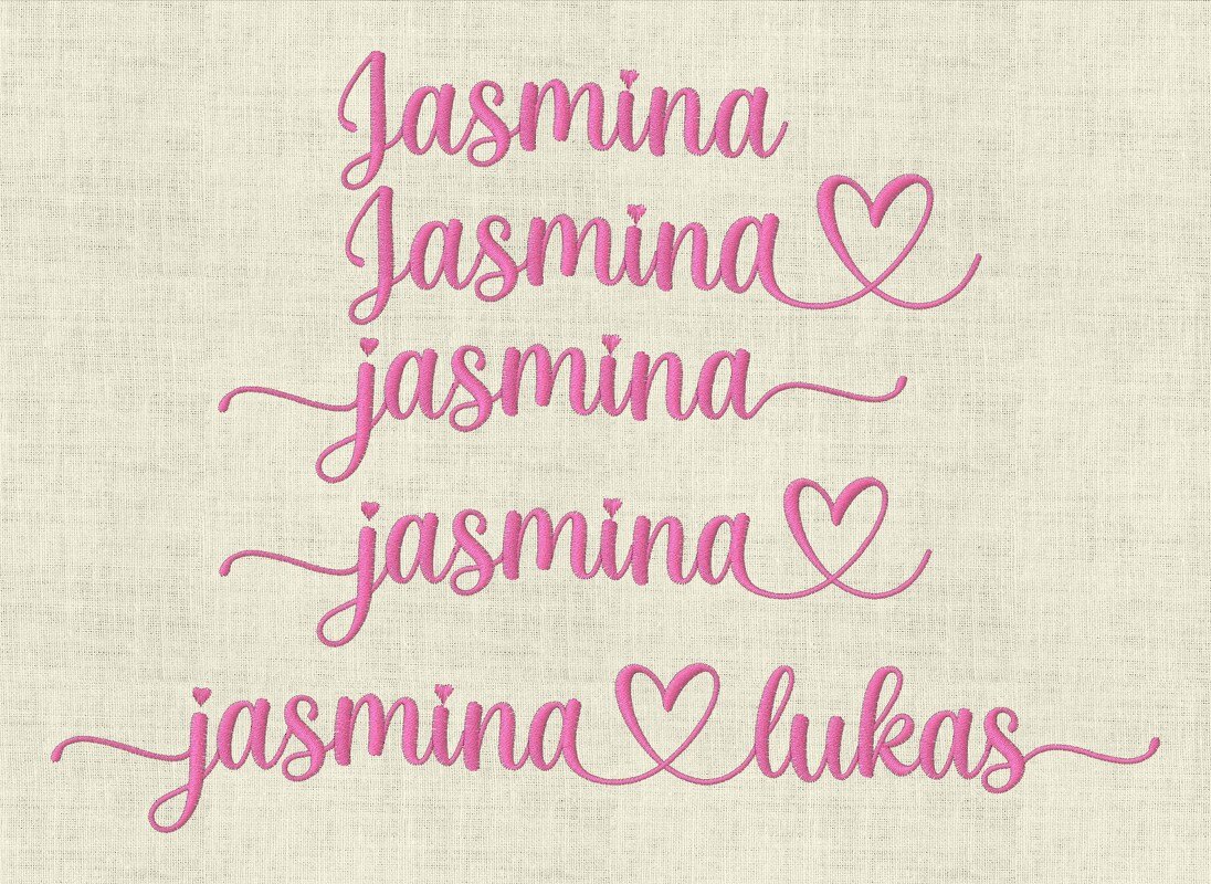 Stickdatei Schrift mit Herzen " In Love 3  ca. 25mm  Set 641