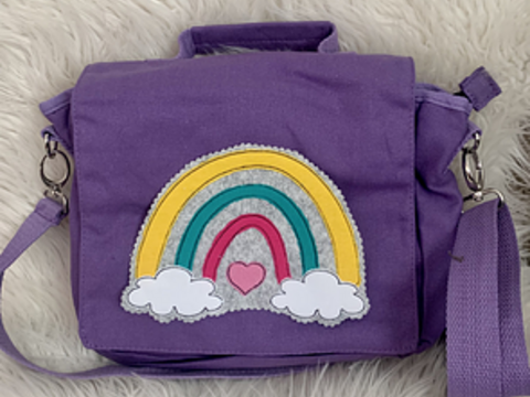 Stickdatei Regenbogen, Doodle, Herz und Wolke 861 Taschenmotiv, Kissenmotiv