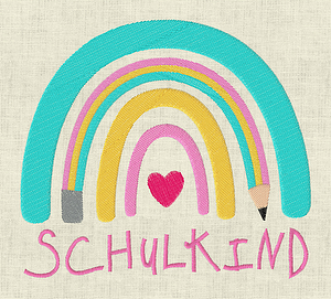 Stickdatei Einschulung Regenbogen Schulkind