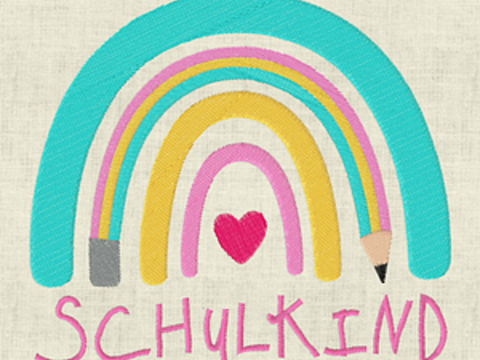 Stickdatei Einschulung Regenbogen Schulkind