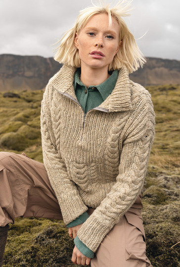 Zopfmusterpulli mit Reißverschluss