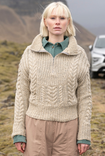 Zopfmusterpulli mit Reißverschluss