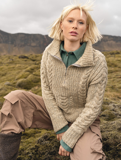 Zopfmusterpulli mit Reißverschluss