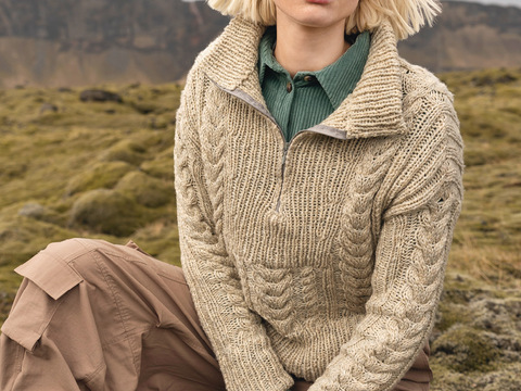 Zopfmusterpulli mit Reißverschluss