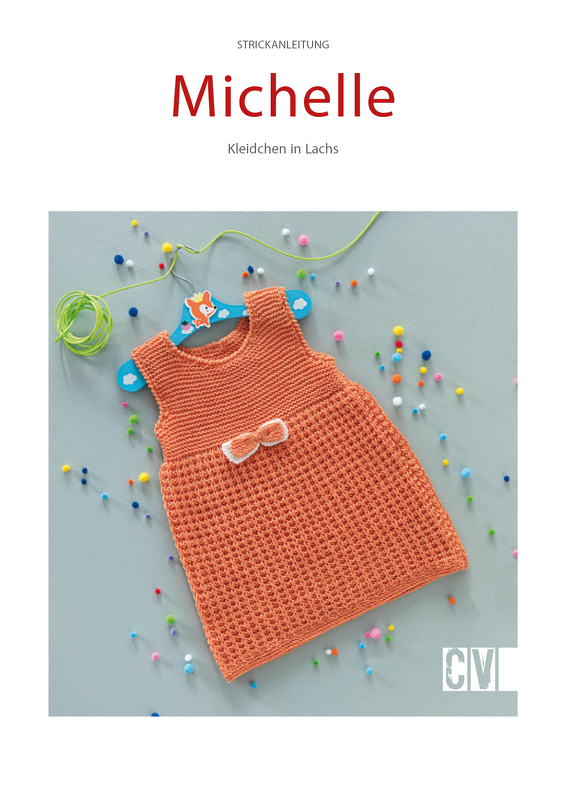 Baby-Kleidchen "Michelle" in Lachs mit Schleifchen Strickanleitung // PDF
