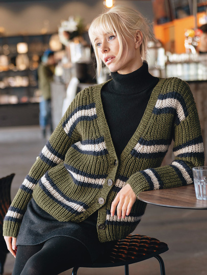 Gestreifte Patentmusterjacke