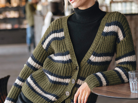 Gestreifte Patentmusterjacke