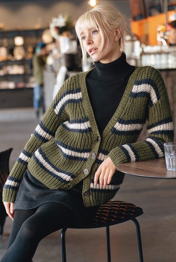 Gestreifte Patentmusterjacke