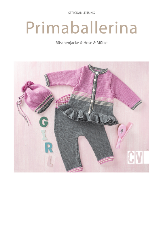 Baby-Set "Ballerina" mit Rüschenjacke, Hose &amp; Mütze Strickanleitung // PDF