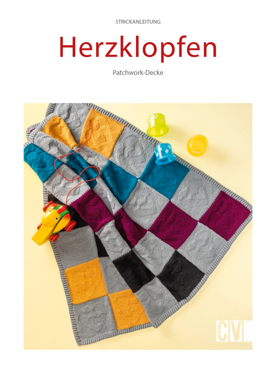 Baby-Decke / Patchwork-Decke "Herzklopfen" Strickanleitung // PDF