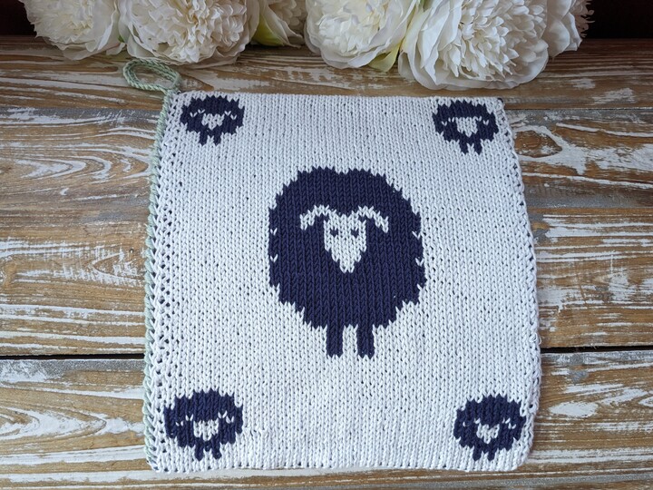 Strickanleitung Topflappen / Waschlappen "Freche Schafe" - in Doubleface