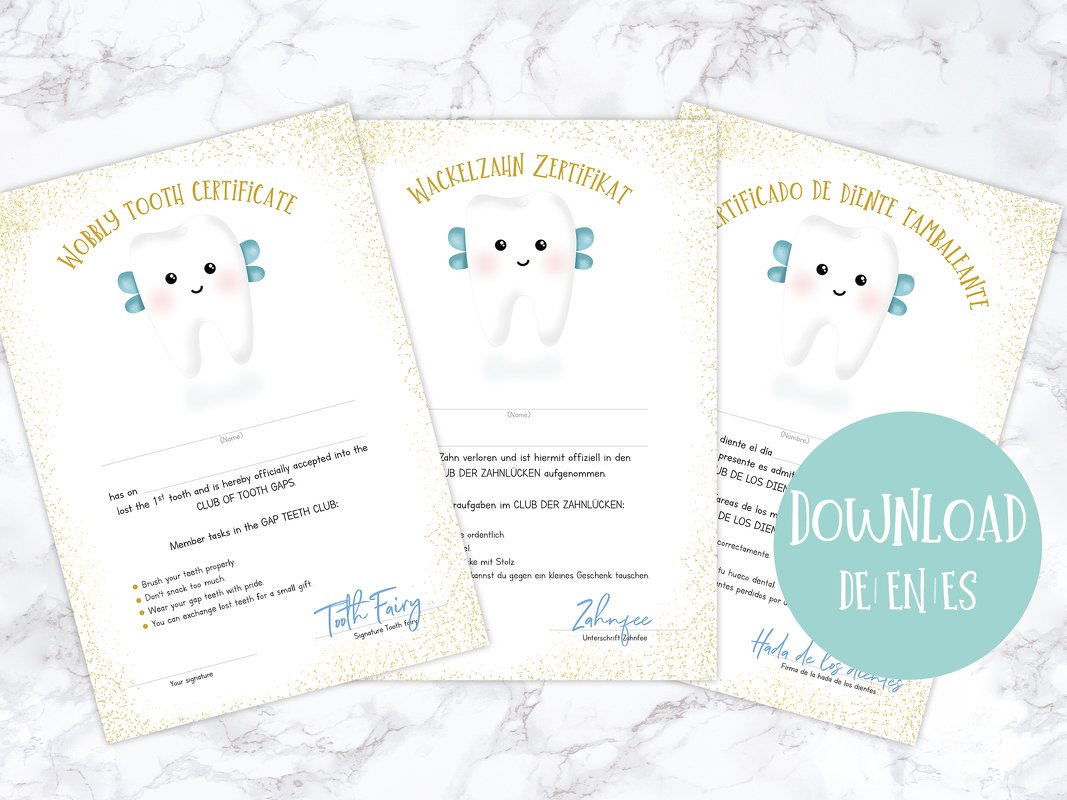 Sofort Download - Personalisierbares Zertifikat der Zahnfee