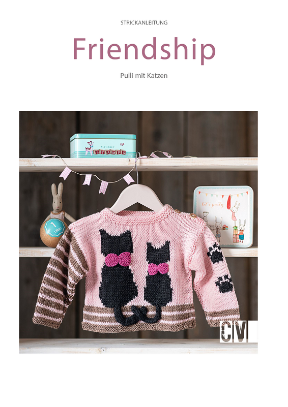 Pullover für Babys mit Katzen-Motiv Strickanleitung // PDF