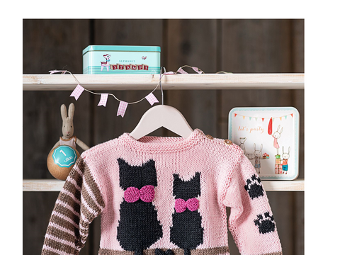 Pullover für Babys mit Katzen-Motiv Strickanleitung // PDF