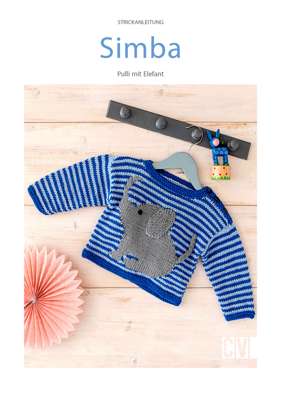 Pullover für Babys mit Elefanten-Motiv und Streifen Strickanleitung // PDF