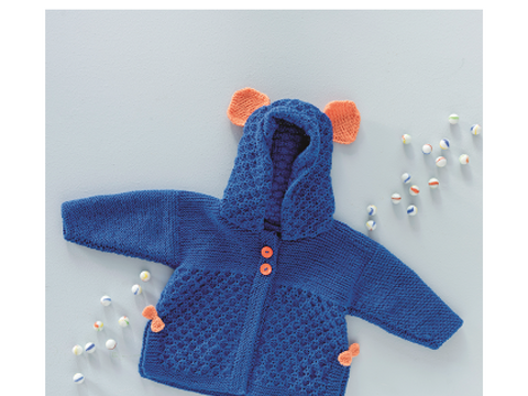 Kapuzenjäckchen für Babys mit Schleifen und Ohren Strickanleitung // PDF