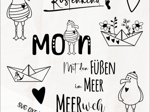 Plotterdatei Meer svg maritim Laserdatei