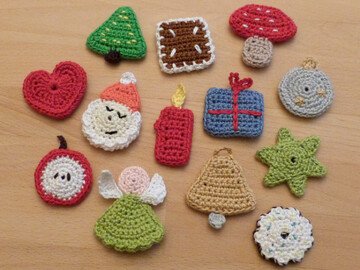 Häkelanleitung für Weihnachtsmotive als Geschenkanhänger Baumschmuck Appli