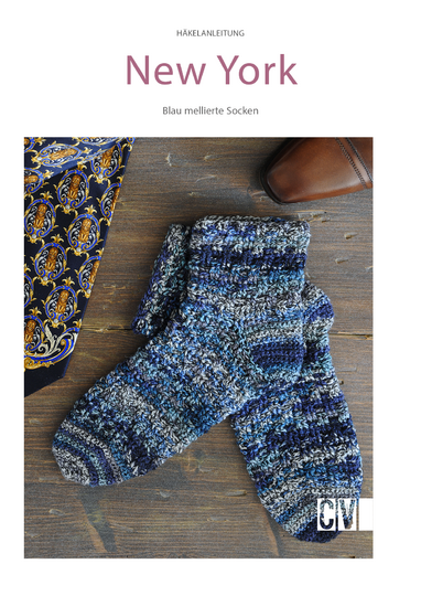 Häkelsocken "New York" Blau melierte Socken Häkelanleitung // PDF